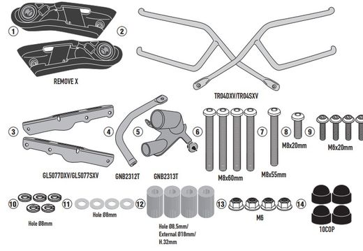 Soporte alforjas CB 500 X (19 > 22) de Fijaci¾n rapida REMOVE-X