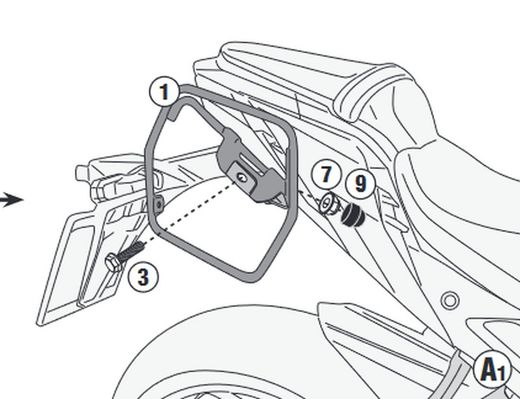 Soporte de GSX S1000 (21 > 23) para alforjas EASYLOCK, o alforjas