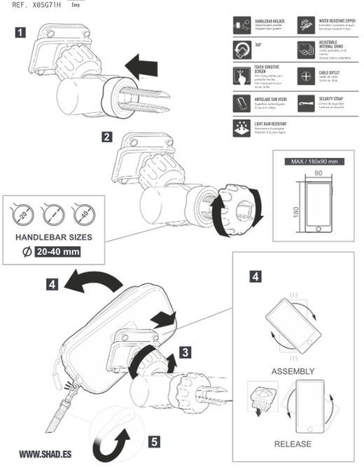 Soporte para telefono SHAD SG71H (Manillar)