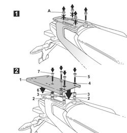MOTO MORINI X-CAPE 649 '22 Fijaciones para montar una maleta superior a la moto.