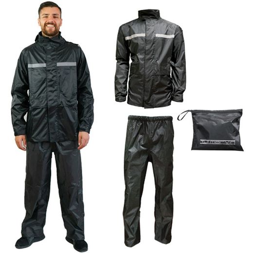 Traje de lluvia deportivo negro